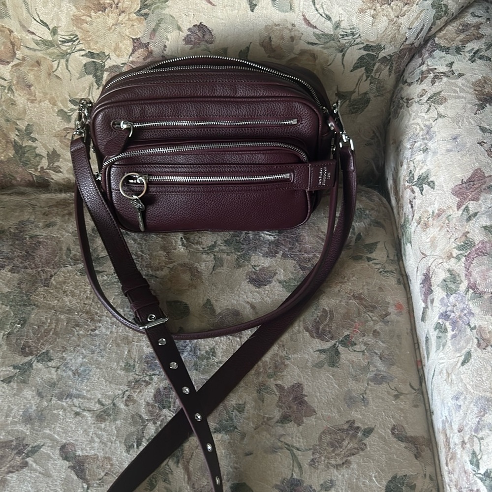 Acne Maroon Leather Crossbody Bag - Picture 2 of 2